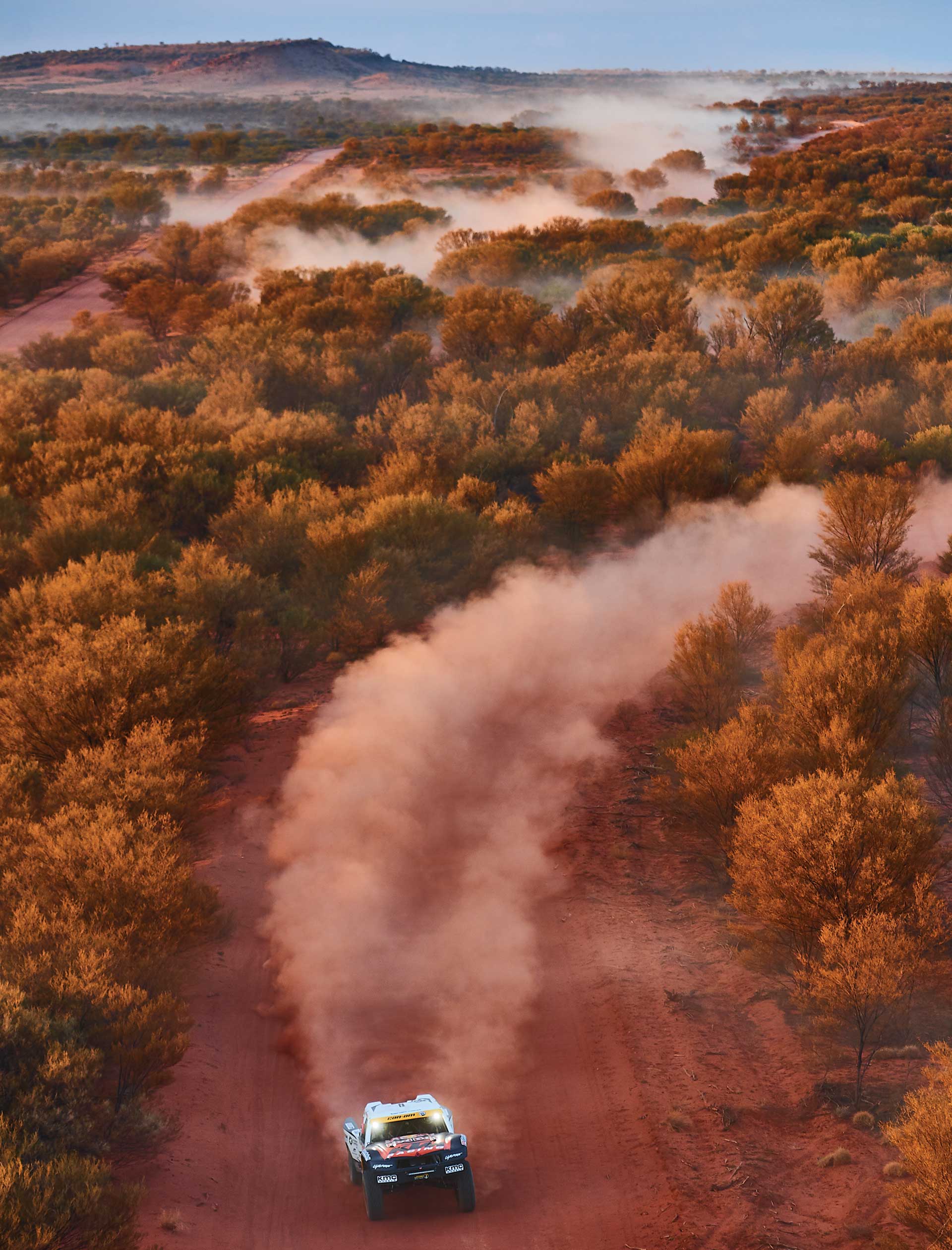 Award-winning aerial shot of Toby Price's Trophy Truck in the Red Centre