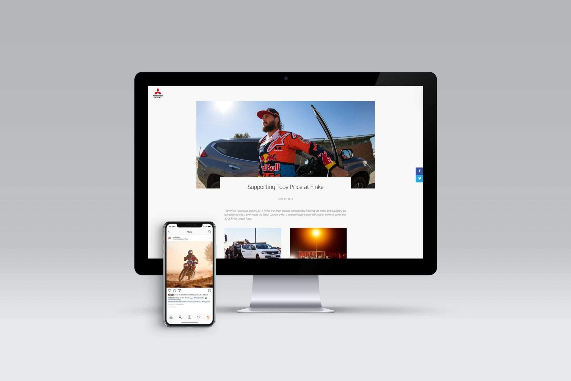 Finke Desert Double content shown on desktop and mobile screens