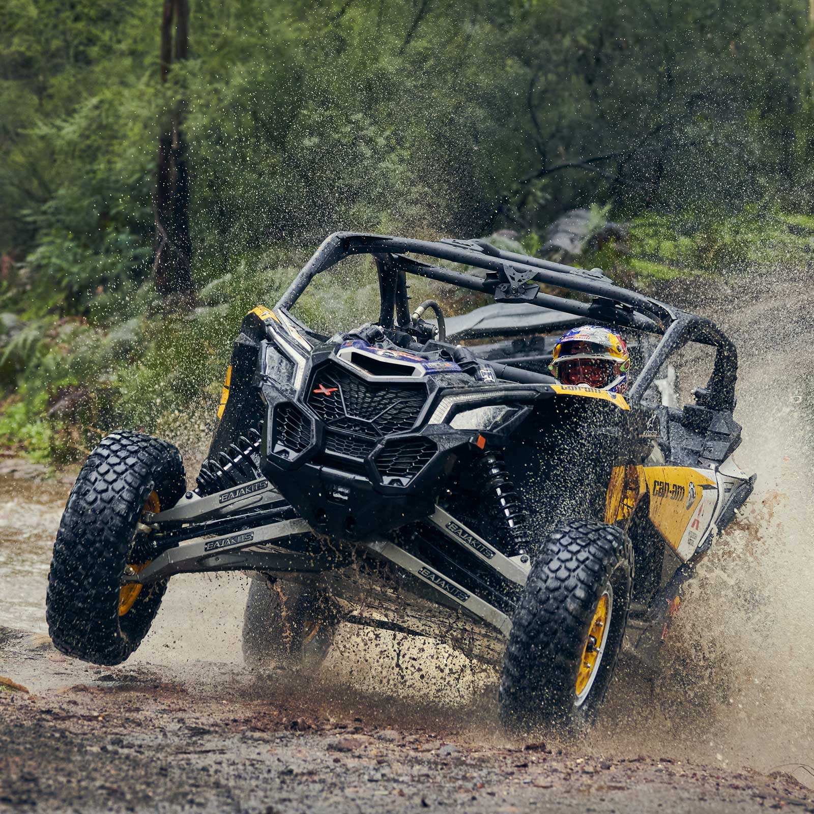 Can-Am Maverick X3 cornering through mud