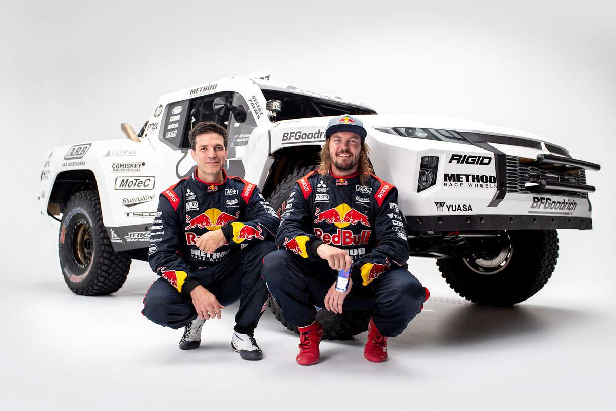 Toby Price with his Mitsubishi Triton-inspired Trophy Truck at the unveiling in Burleigh Heads