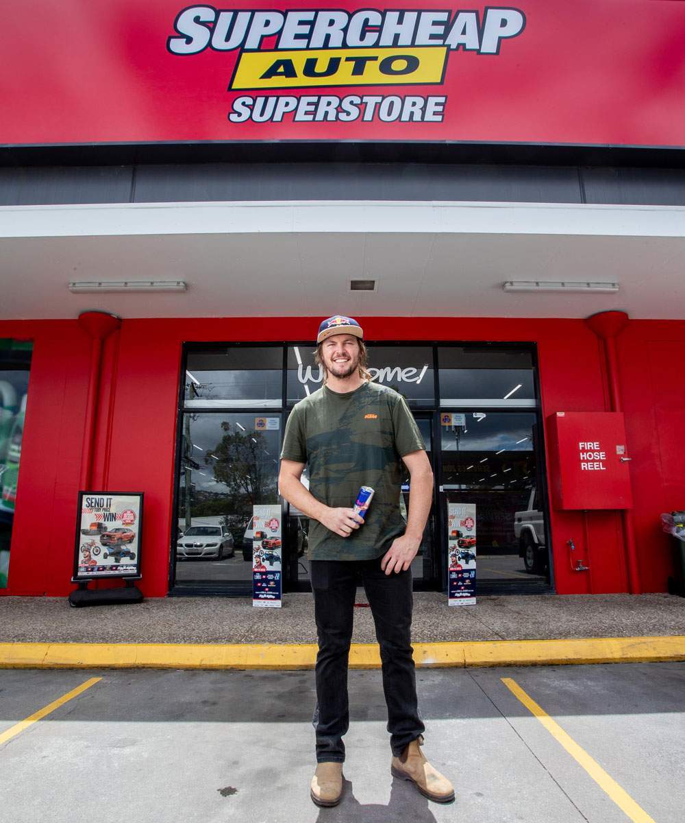 Toby Price outside a Supercheap Auto Superstore