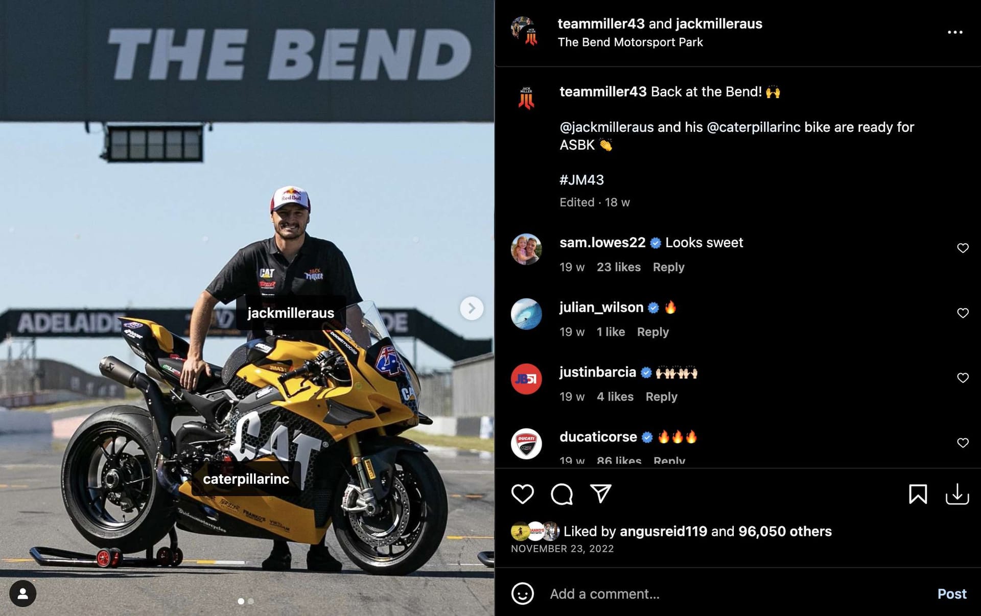 Jack Miller's top performing Instagram post of 2022