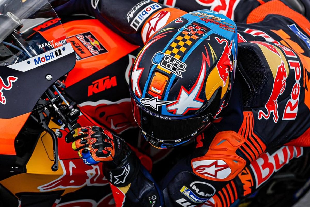 Jack Miller on track at Phillip Island wearing his capsule range helmet