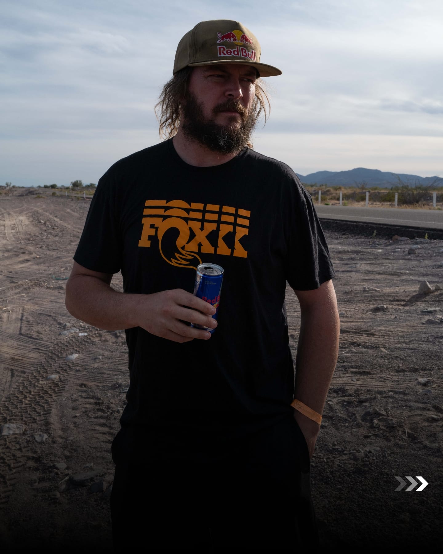 Team Australia crew member in the pits at dusk
