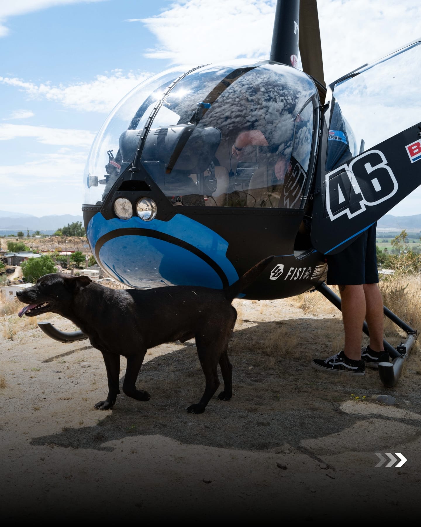 Team Australia helicopter on the ground in Baja