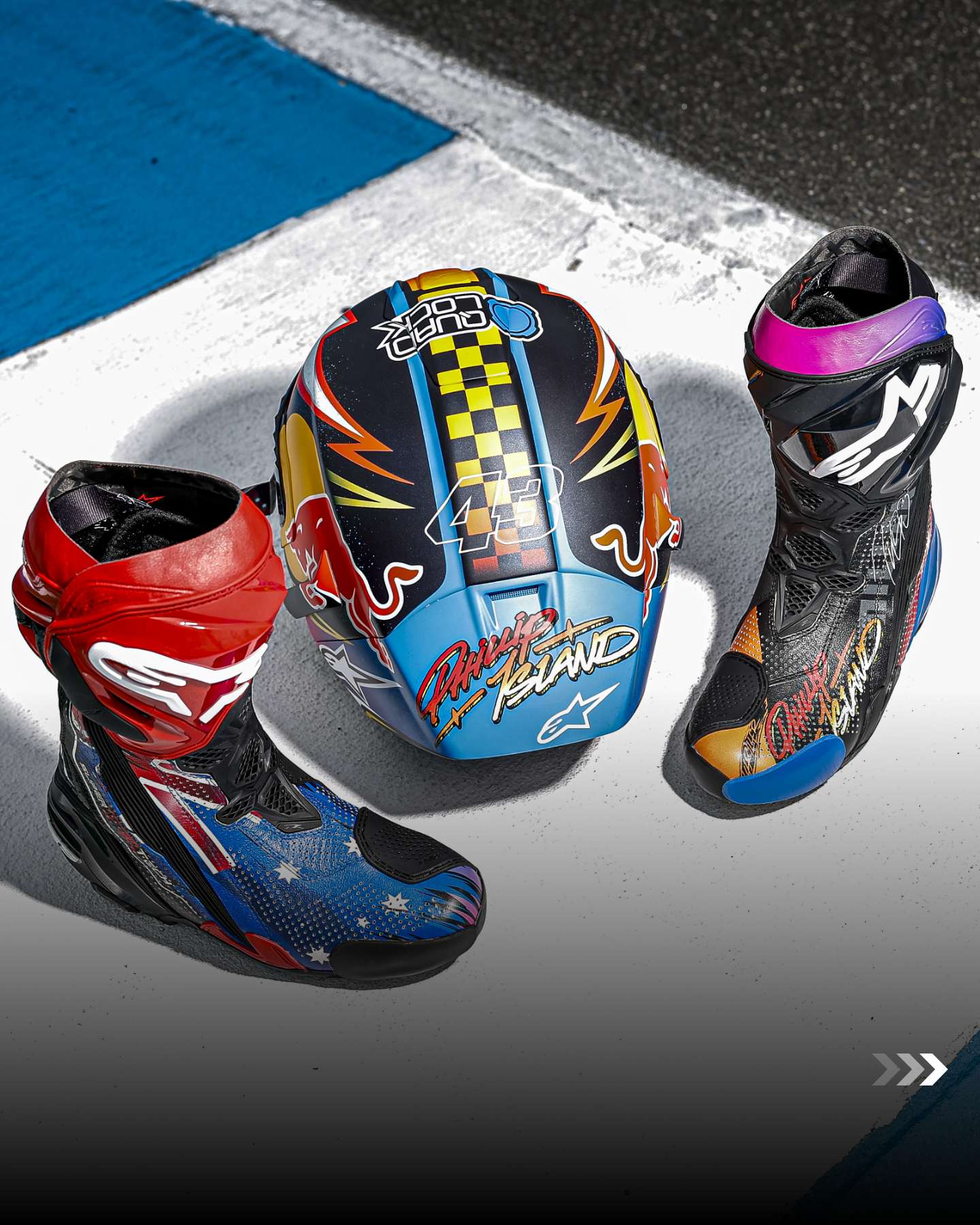 Capsule range helmet with matching Alpinestars boots