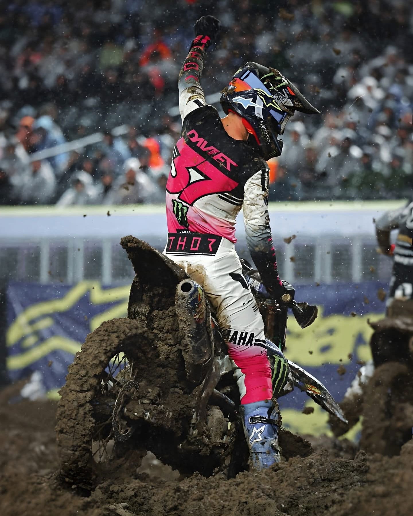 Cole Davies celebrating in the mud at Lincoln Financial Field